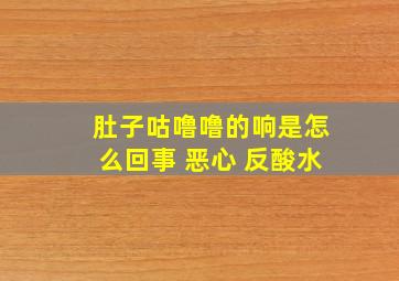 肚子咕噜噜的响是怎么回事 恶心 反酸水